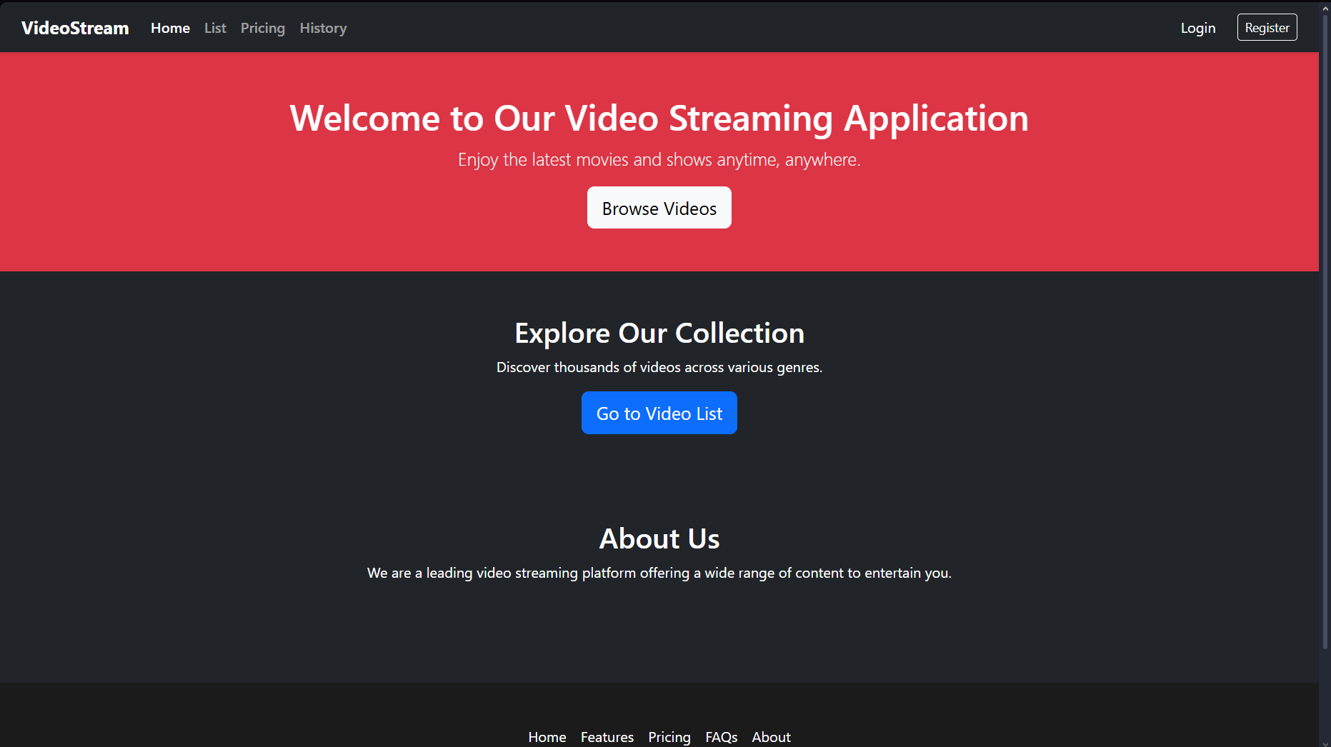 Video Streaming Website Application